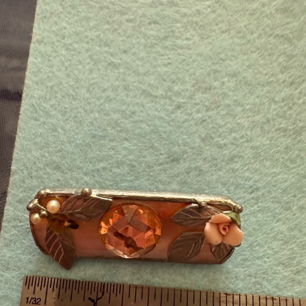 Chic Silver and Peach Floral handcrafted Brooch